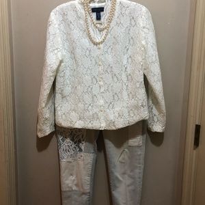 Chicos jeans size 05 size 6 to 8 with lace patches sewn to Jeans and lace jacket